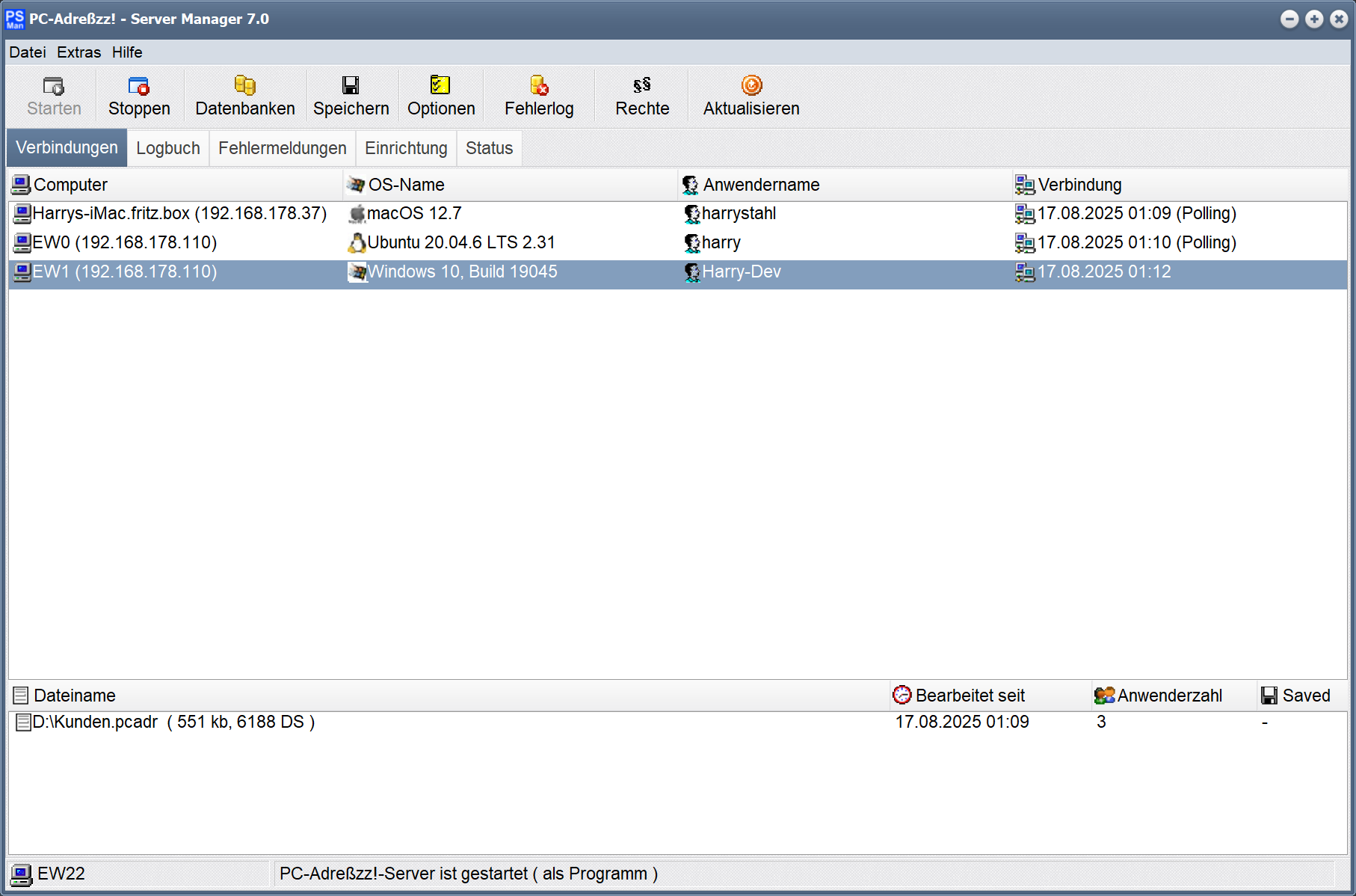 Server Manager Hauptfenster
